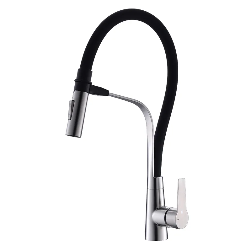 Смеситель кухонный KOER KI-70022-02 с силиконовым изливом Черный (KR47)