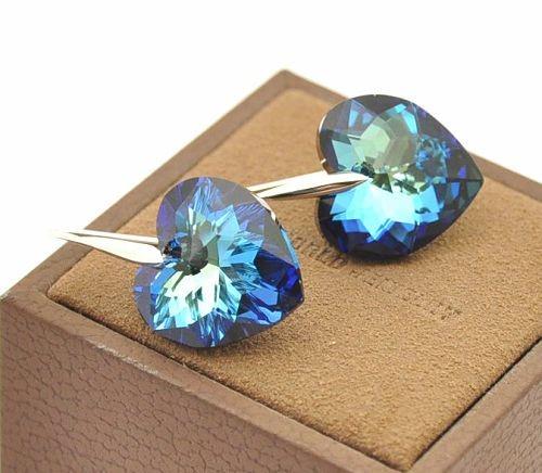 Серьги с кристаллами Сваровски Showfay 121618 Синий/Зеленый