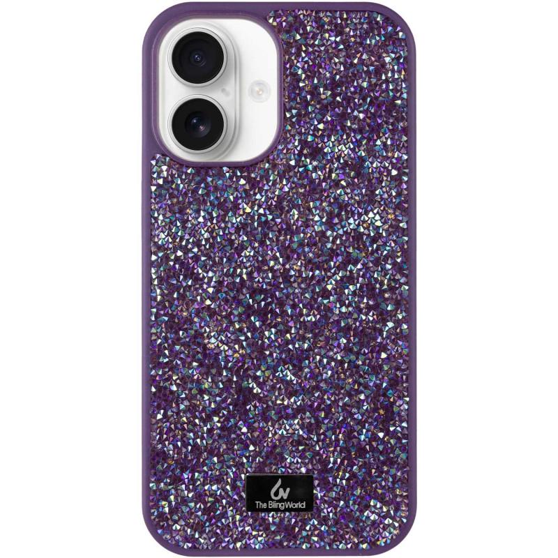 Противоударный  TPU чехол Bling World Rock Diamond для Apple iPhone 16 (6.1") Фиолетовый