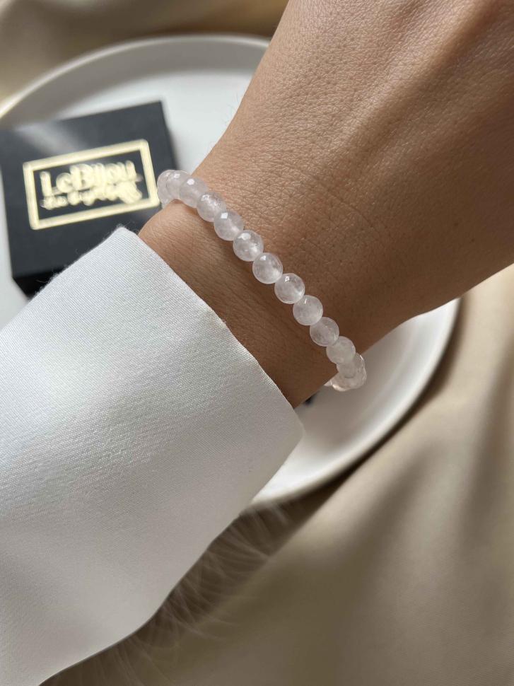 Браслет тонкий із ніжно-рожевого кварцу (4799)