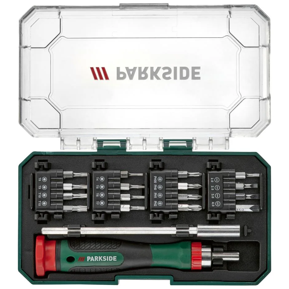 Набор инструментов PARKSIDE WWS-PSS18-H01 с магнитным удлинителем 18 пред. Black-Green (3_08512)