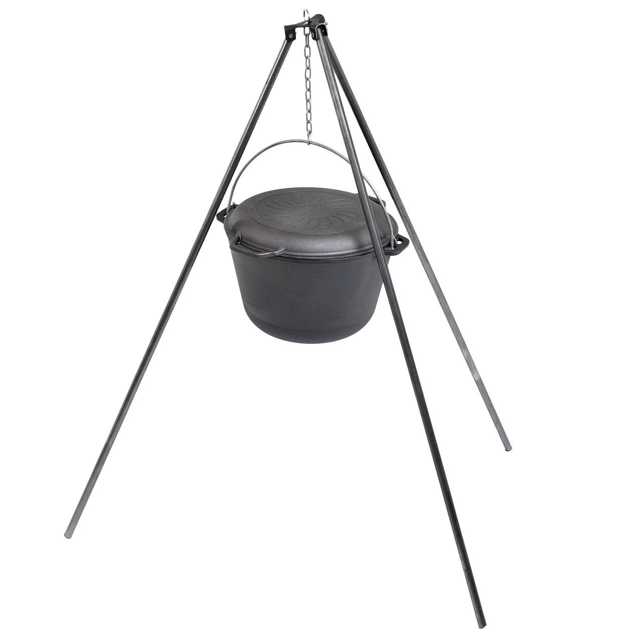 Казан чавунний туристичний Brizoll 8 л з кришкою-сковородою і триногою