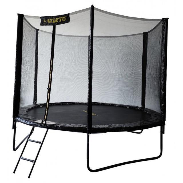 Батут с сеткой и стремянкой 312 см Atleto Black + подарок мячик - фото 4