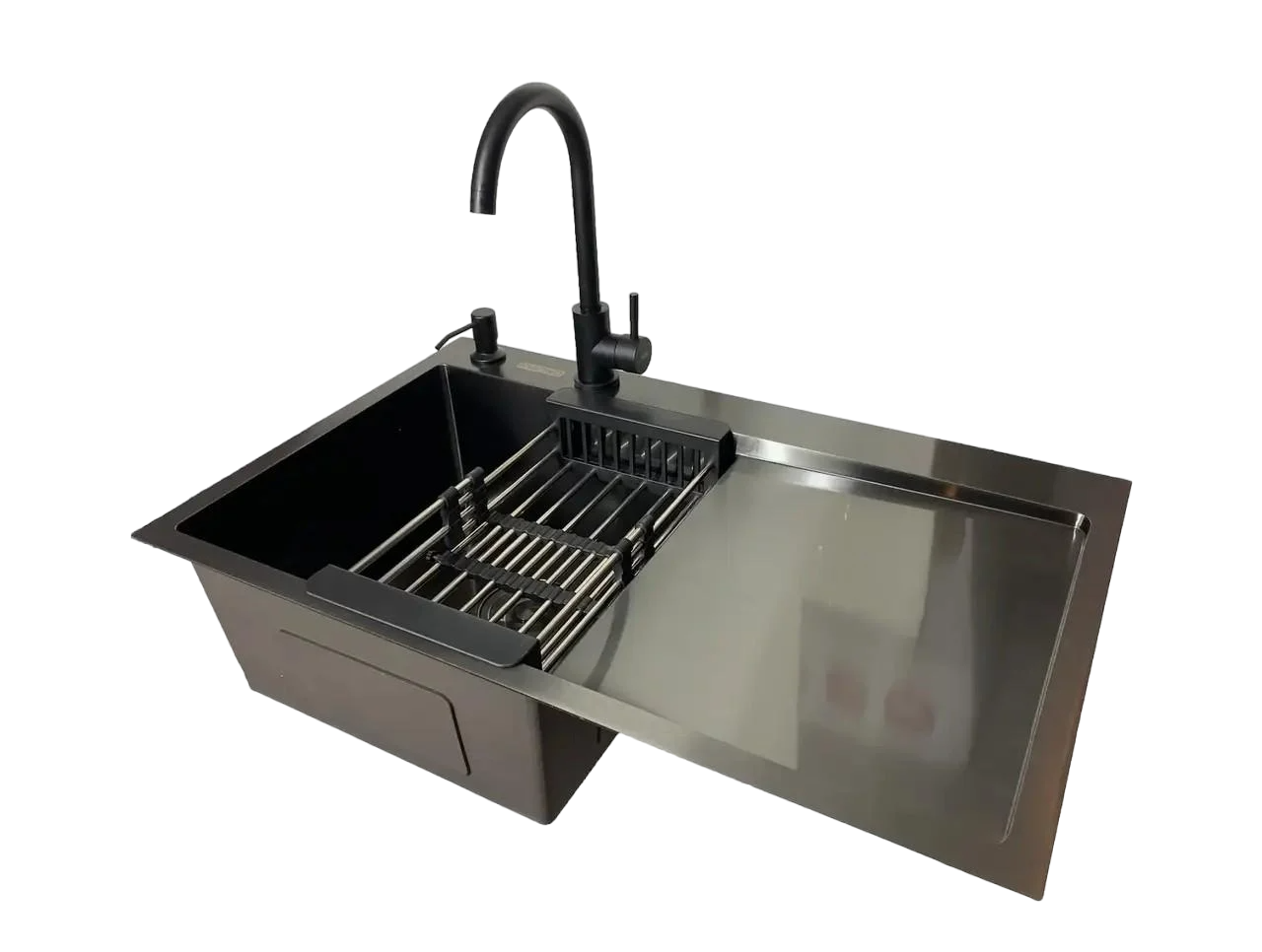 Мийка кухонна Lidz 7849BL PVD ліва та змішувач для кухні Чорний Мийка кухонна Lidz 7849BL PVD ліва та змішувач для кухні Чорний
