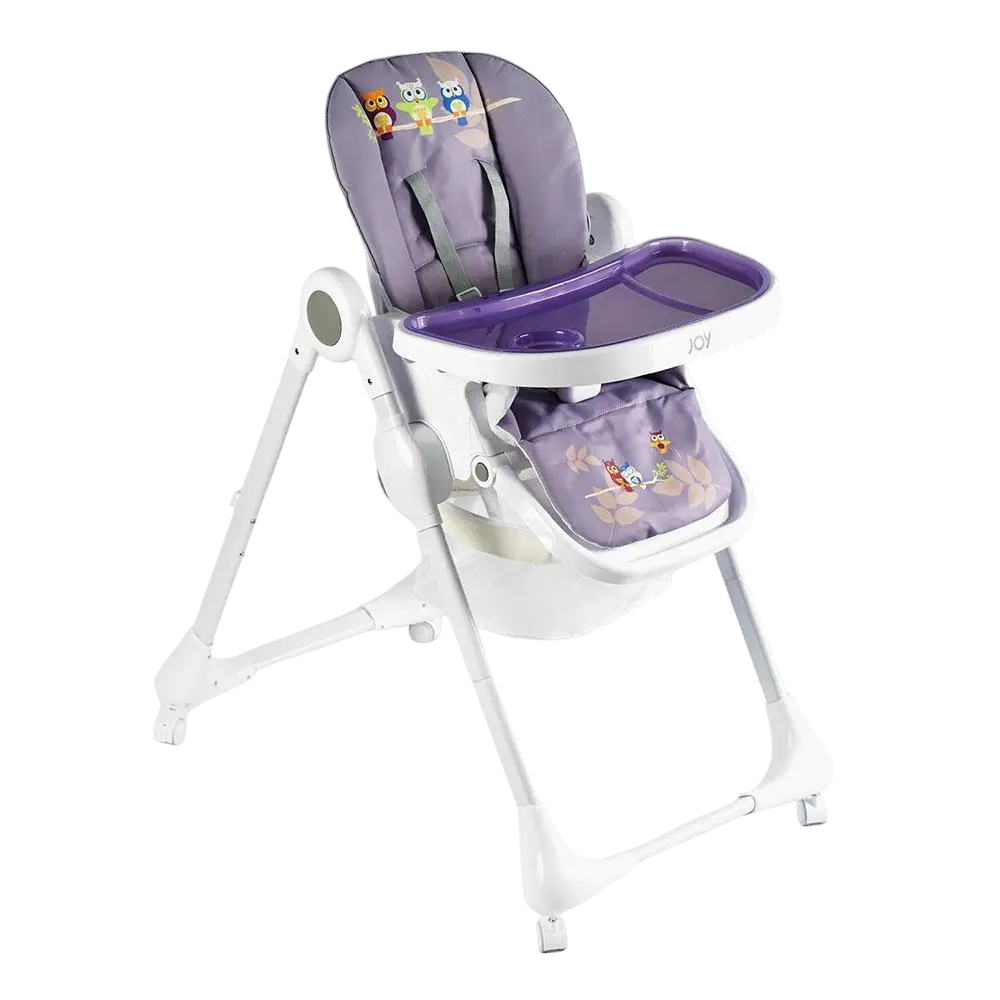 Стульчик для кормления детский JOY К-60290 из комбинированных материалов на колесах с регулировкой спинки 115х79х55 см Фиолетовый (150-7-145029)