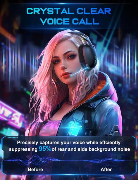 Наушники беспроводные Onikuma B2 Black - фото 4 Наушники беспроводные Onikuma B2 Black - фото 4