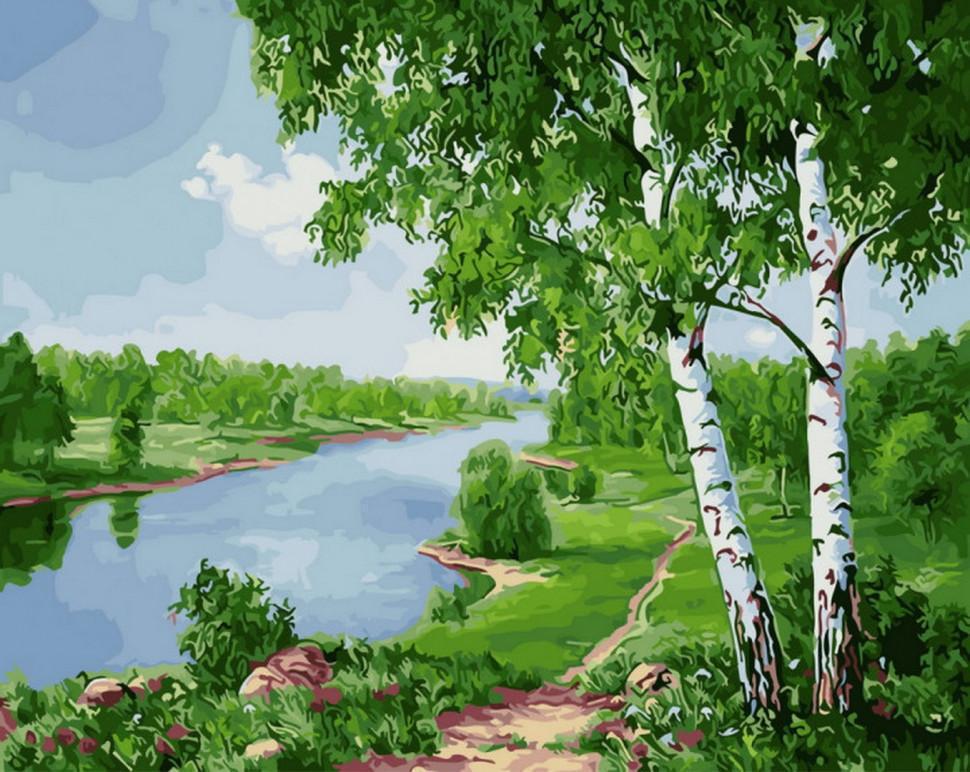 Картина за номерами Brushme Берізки біля річки 40x50 см в коробці (BRM24184)