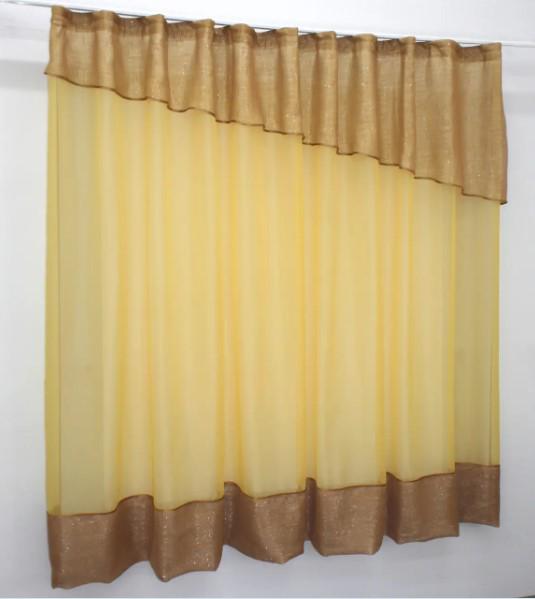 Гардина на кухню/балкон шифон 270х170 см Жовтий/Карамельний (047к) - фото 4 Гардина на кухню/балкон шифон 270х170 см Жовтий/Карамельний (047к) - фото 4