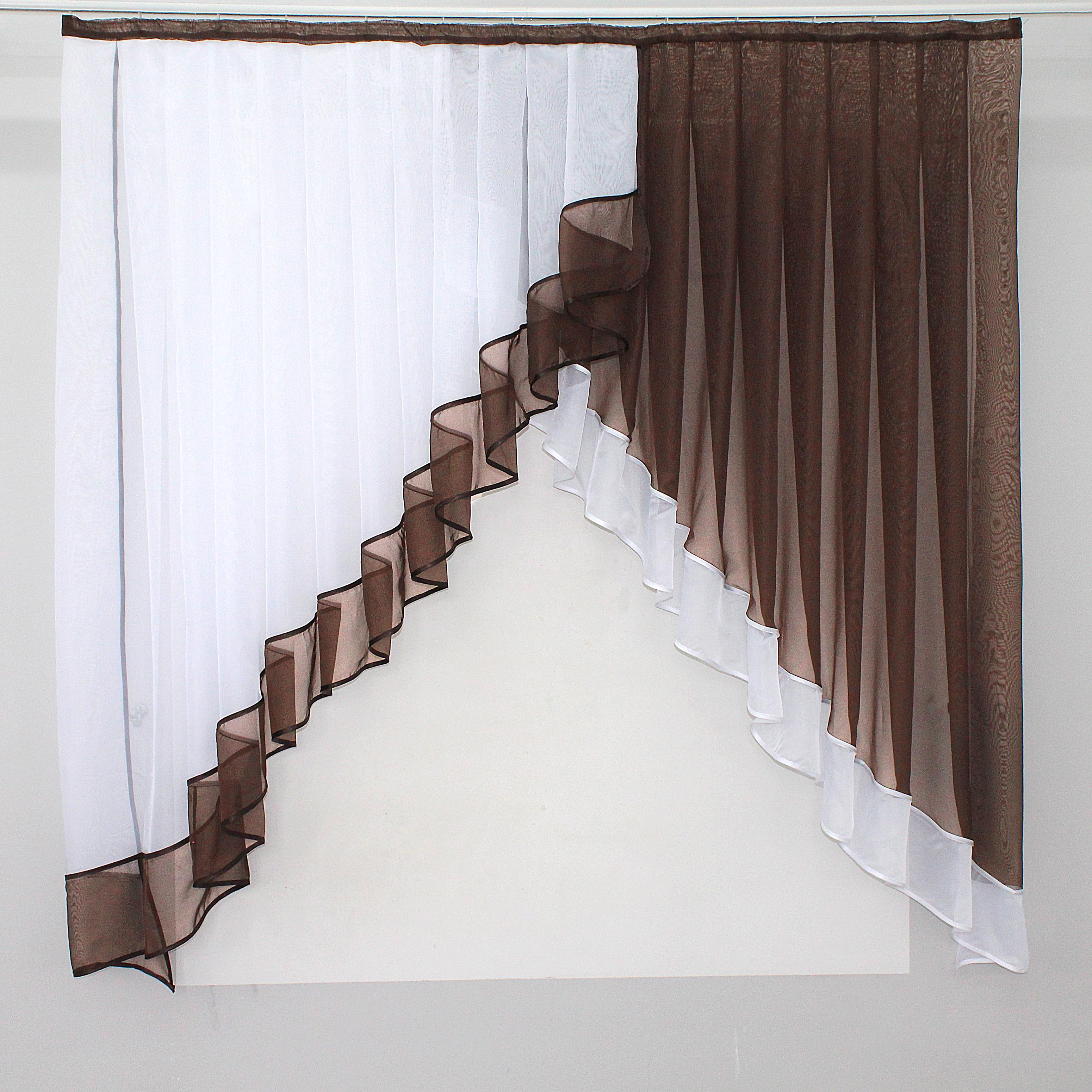 Фіранка кухонна VR-Textil № 023к 150х150 см Білий/Венге (50-522) - фото 1 Фіранка кухонна VR-Textil № 023к 150х150 см Білий/Венге (50-522) - фото 1