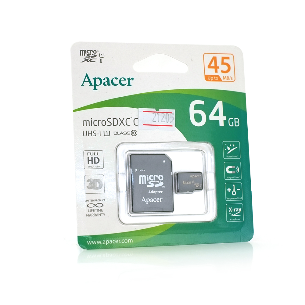 Карта памяти Apacer microSDHC Class 10 UHS-I 64 Гб (26301849)