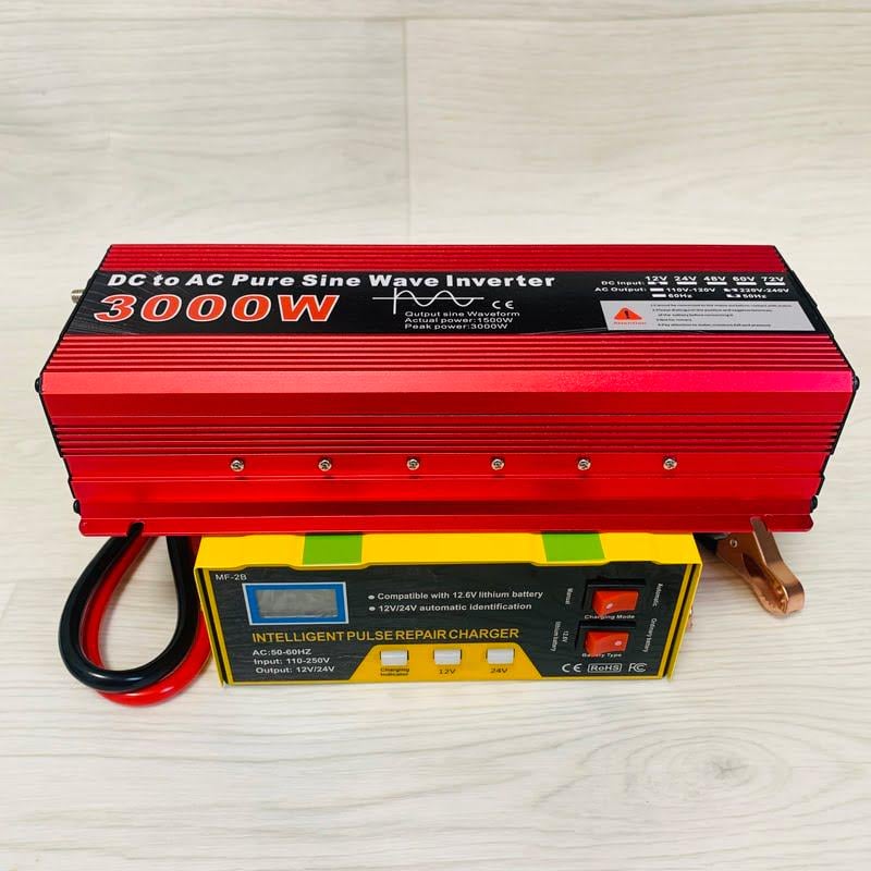 Инвертор с чистой синусоидой и зарядным устройством 12-220 В 3000 Вт - фото 1 Инвертор с чистой синусоидой и зарядным устройством 12-220 В 3000 Вт - фото 1