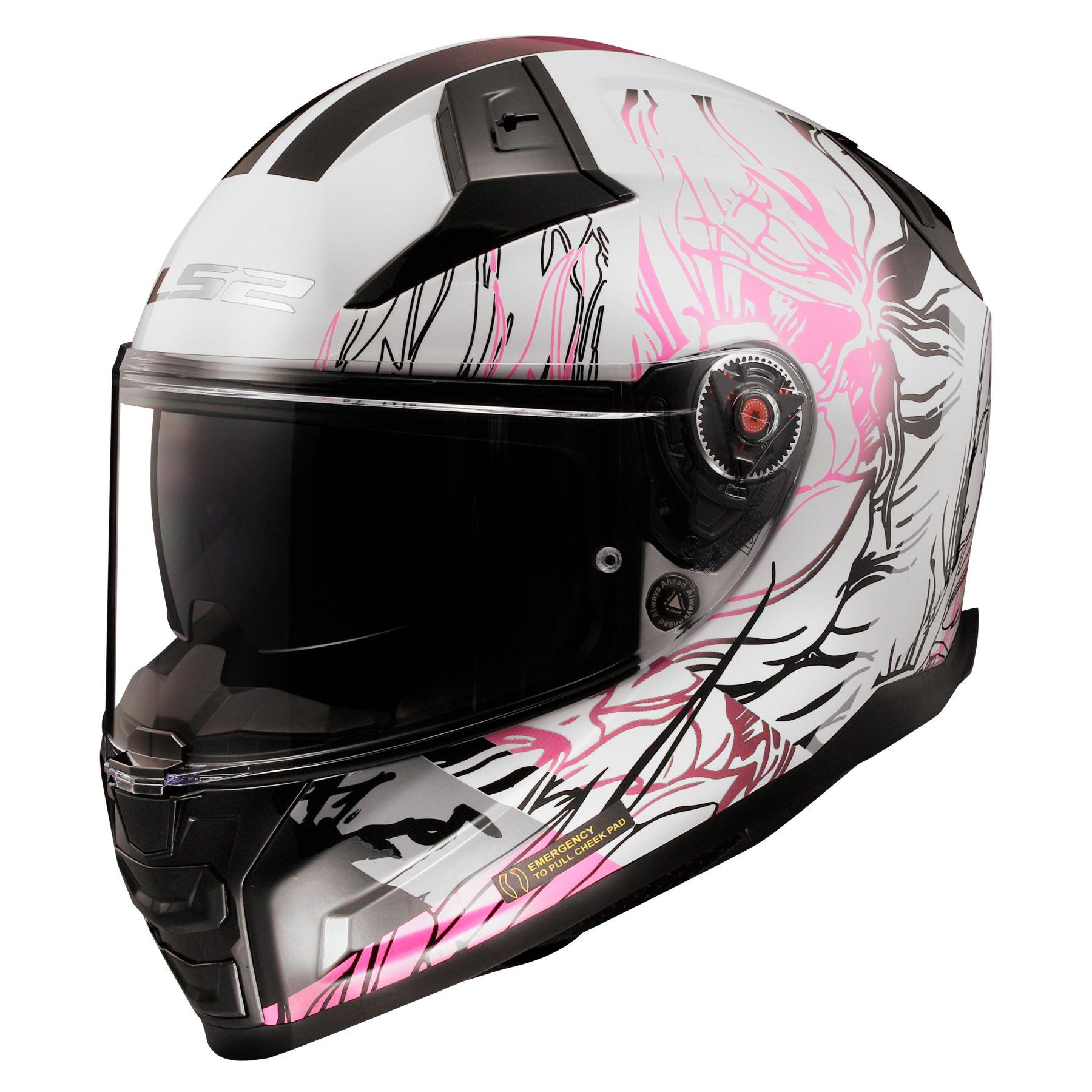 Мотошлем LS2 FF811 Vector 2 Dakflo S Gloss White/Pink (26154)