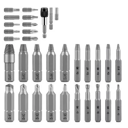 Набор битов экстракторов для извлечения поврежденных болтов/шурупов 33 шт. (4000336607290)