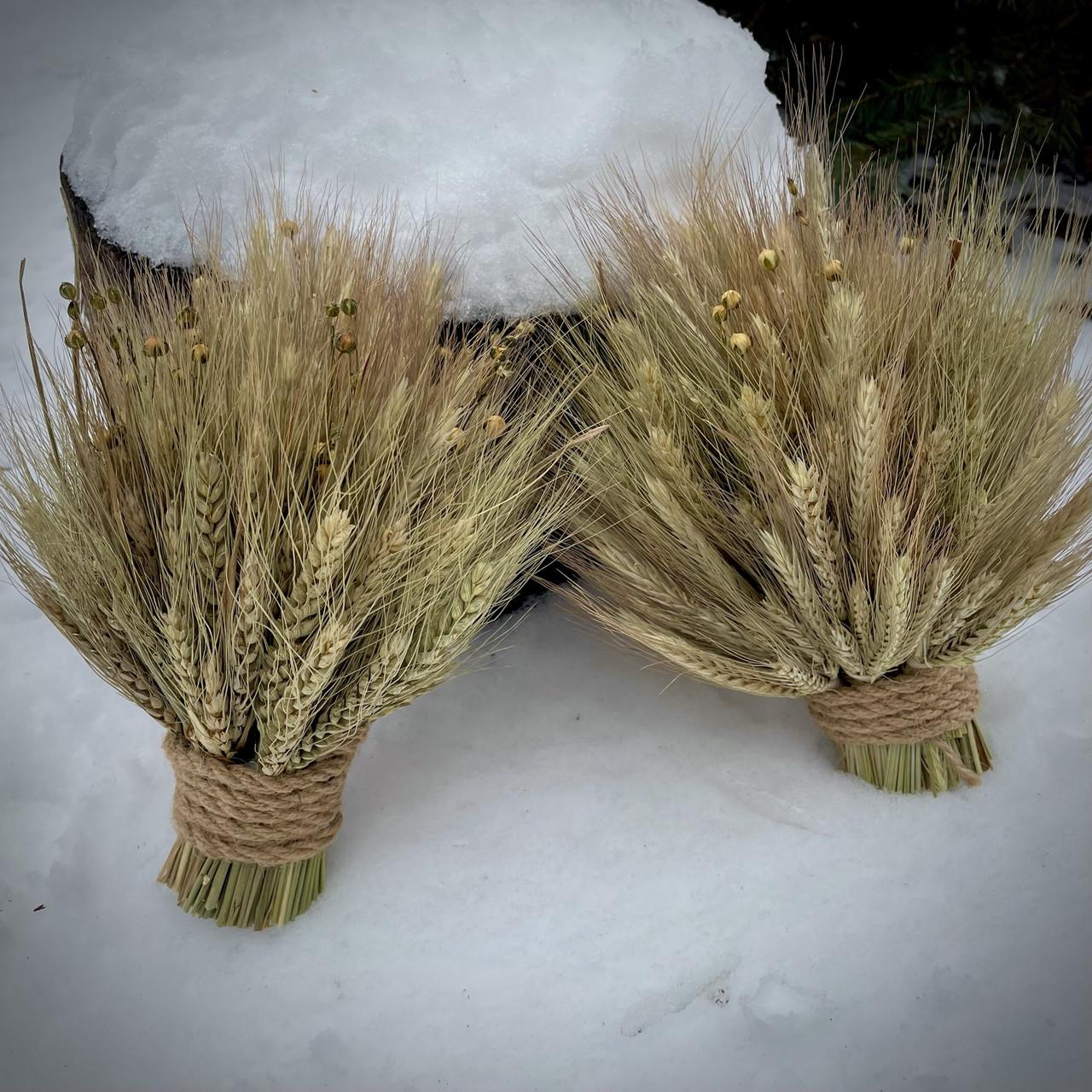 Рождественский дидух из ржаных колосьев и льна 20 см (1893301596) - фото 4 Рождественский дидух из ржаных колосьев и льна 20 см (1893301596) - фото 4