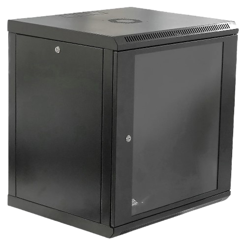 Шкаф коммутационный разборный со стеклом 19" 12U настенный до 70 кг 600x500x640 мм Черный (403ae648)