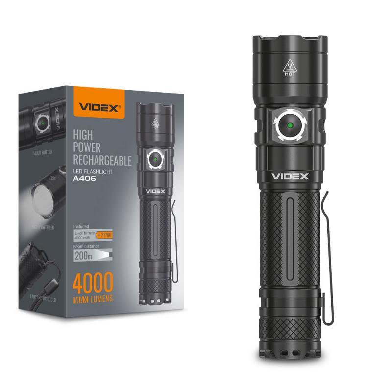 Фонарик портативный многоцелевой Videx VLF-A406 4000Lm 6500K (26566)