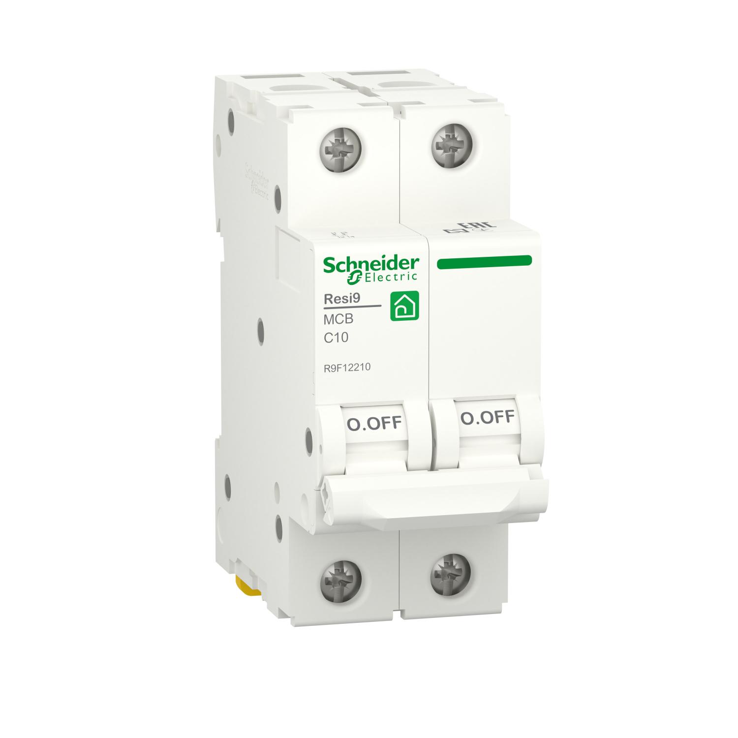 Автоматический выключатель Schneider Electric RESI9 10A 2P тип С - фото 1