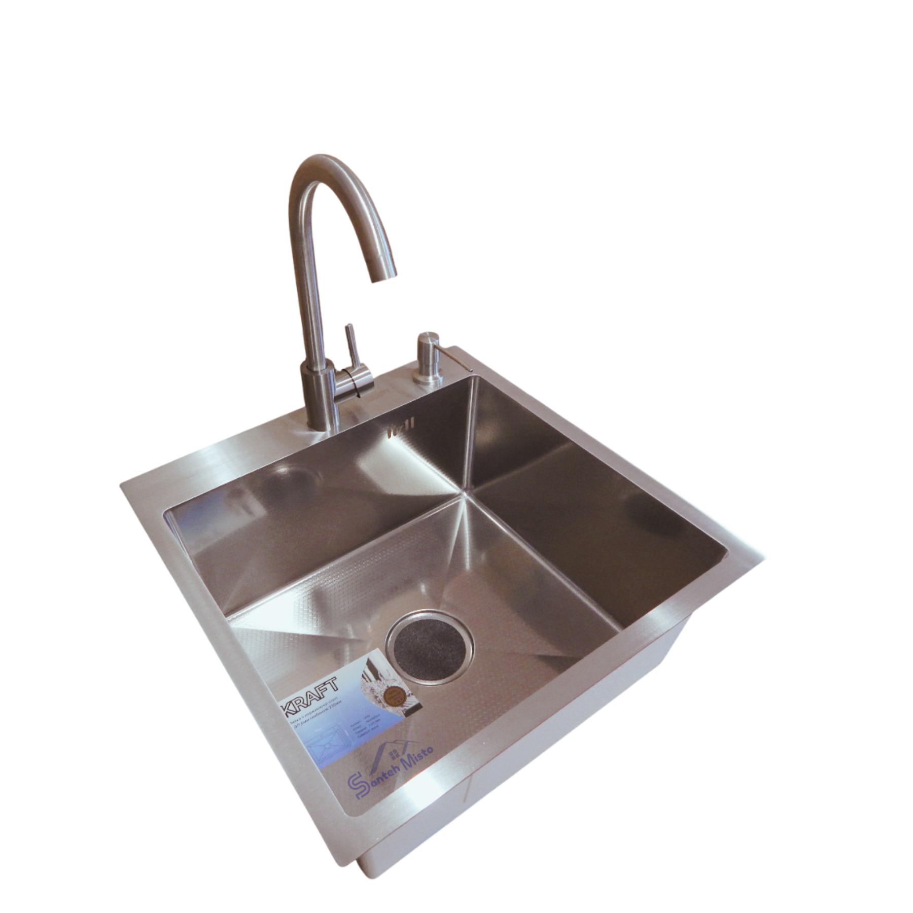 Комплект кухонной мойки Kraft KRF decor 3,0/1,0 мм 50x50 см (33382-e8296)