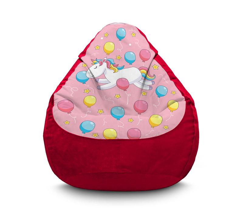 Кресло мешок Unicorn and balloon Флок XXXL 100х135 см Красный