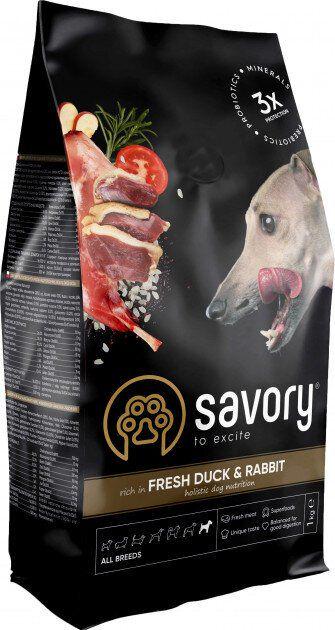 Корм сухий Savory All Breeds Fresh Duck & Rabbit на основі свіжого м'яса качки та кролика для дорослих собак всіх порід 1 кг (630167)