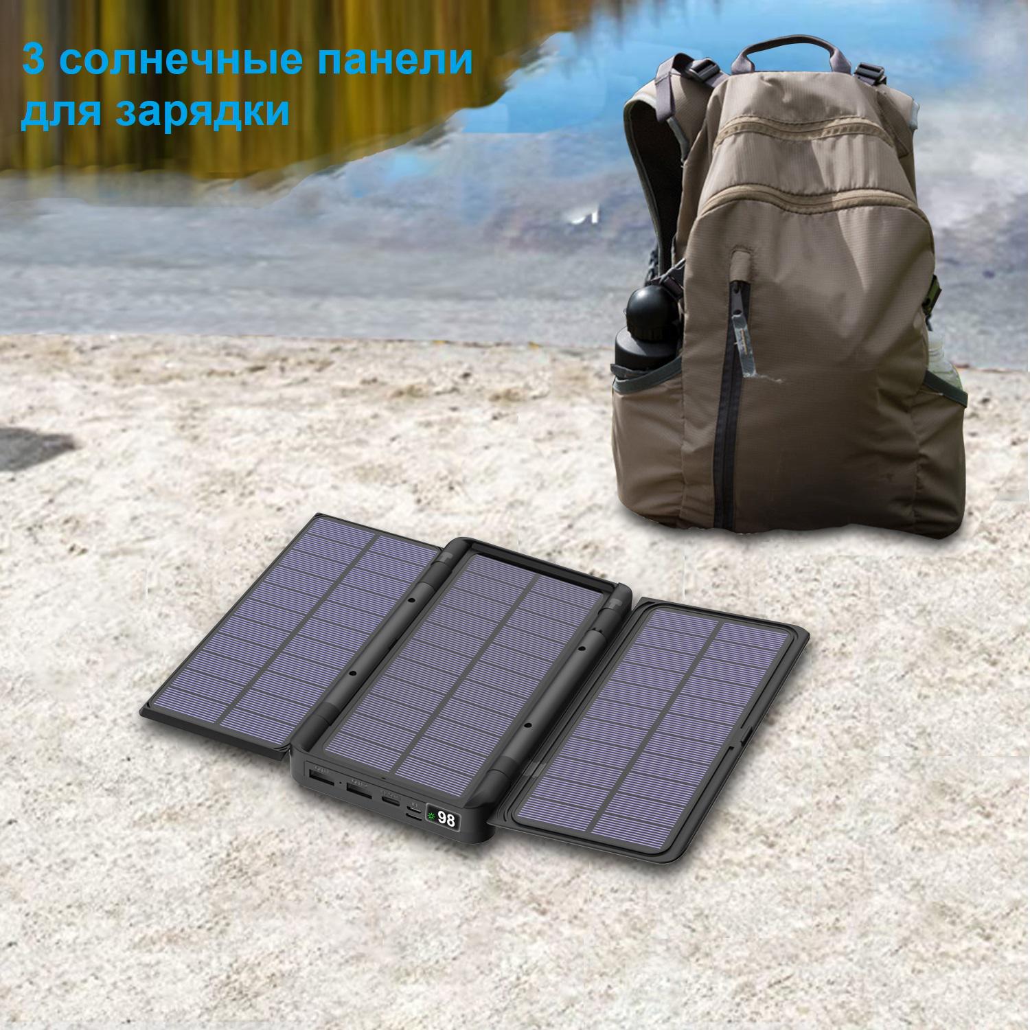 Повербанк із сонячною панеллю VHG DN52 36000 mAh Wireless Portable Solar Charger Black - фото 4