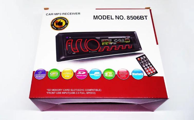 Автомагнитола 1DIN 8506BT Bluetooth USB/RGB подсветка/FM/AUX/пульт 4x50 Вт (17441) - фото 2