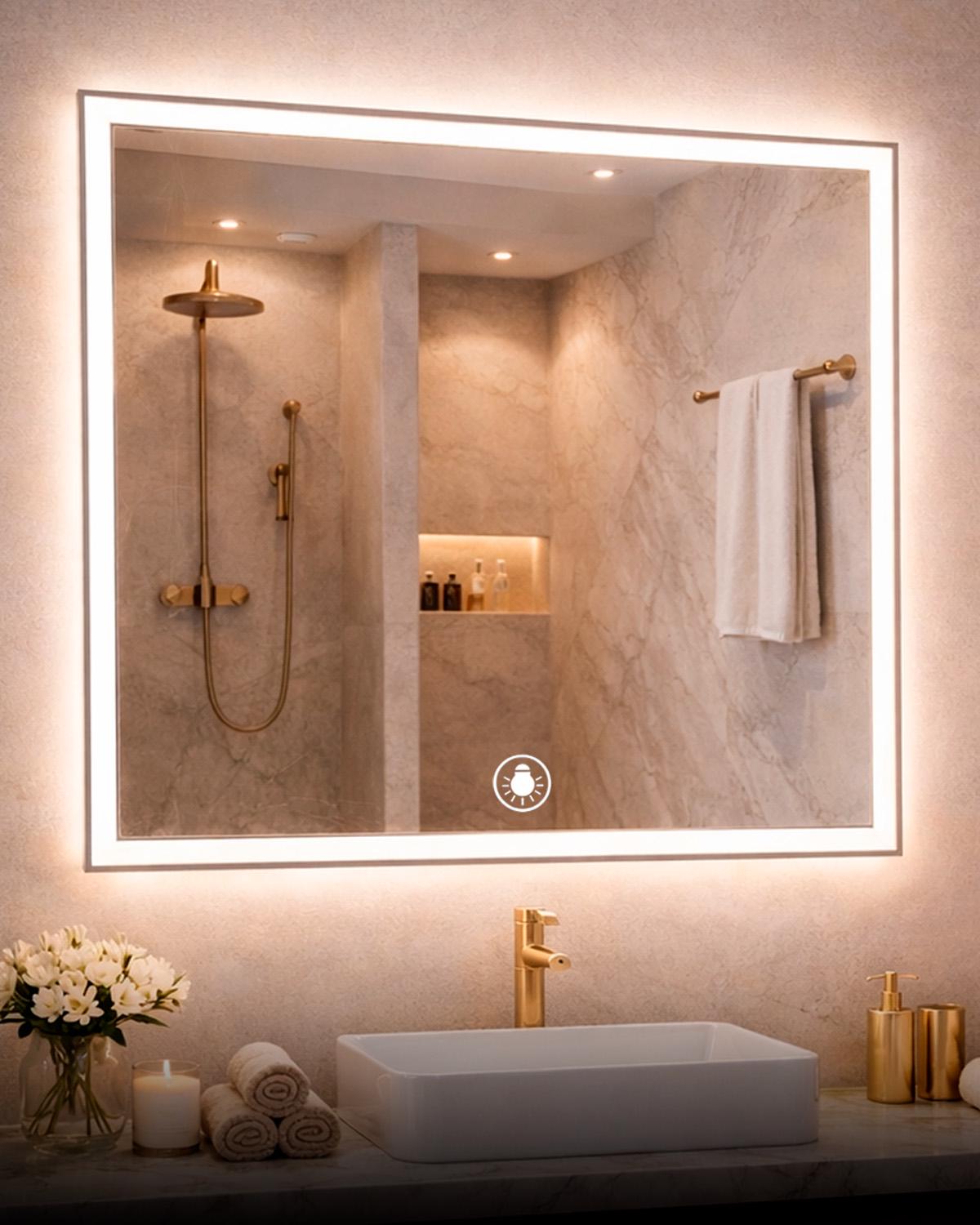 Зеркало для ванной комнаты BRS смарт с LED подсветкой 60х60 см (582091339) Зеркало для ванной комнаты BRS смарт с LED подсветкой 60х60 см (582091339)