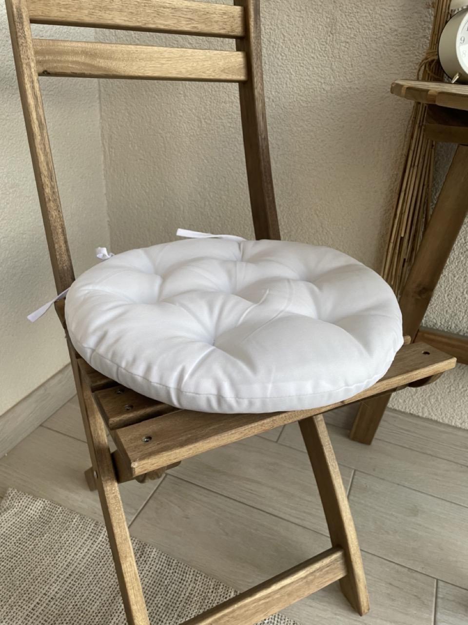 Подушка на стул с завязками круглая Color 40х40х5 см Белый - фото 3