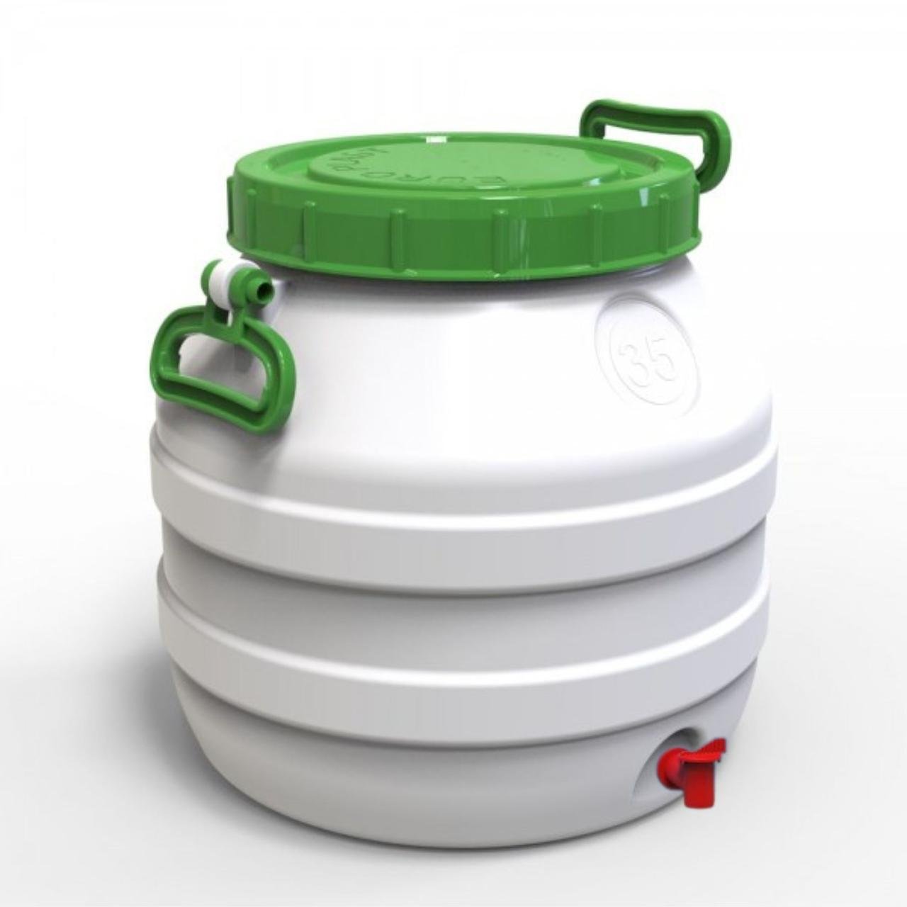 Бидон пищевой Евро Пласт с пластиковым краном 35 л зеленая крышка (173452)