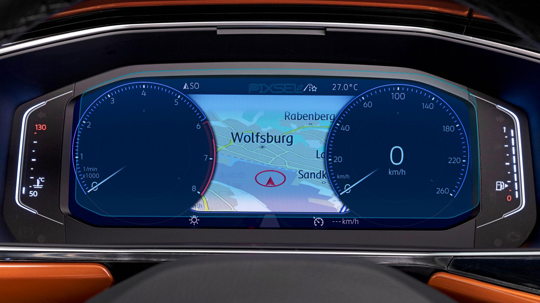 Защитное стекло Pixsel гибридное матовое на панель приборов Volkswagen T-CROSS 9,9" 2019-2022