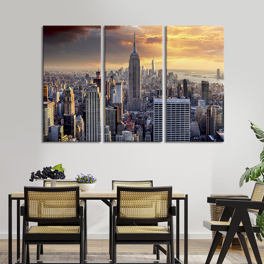 Модульная картина триптих Красивые здания Нью-Йорка 128x81 см (370-31)
