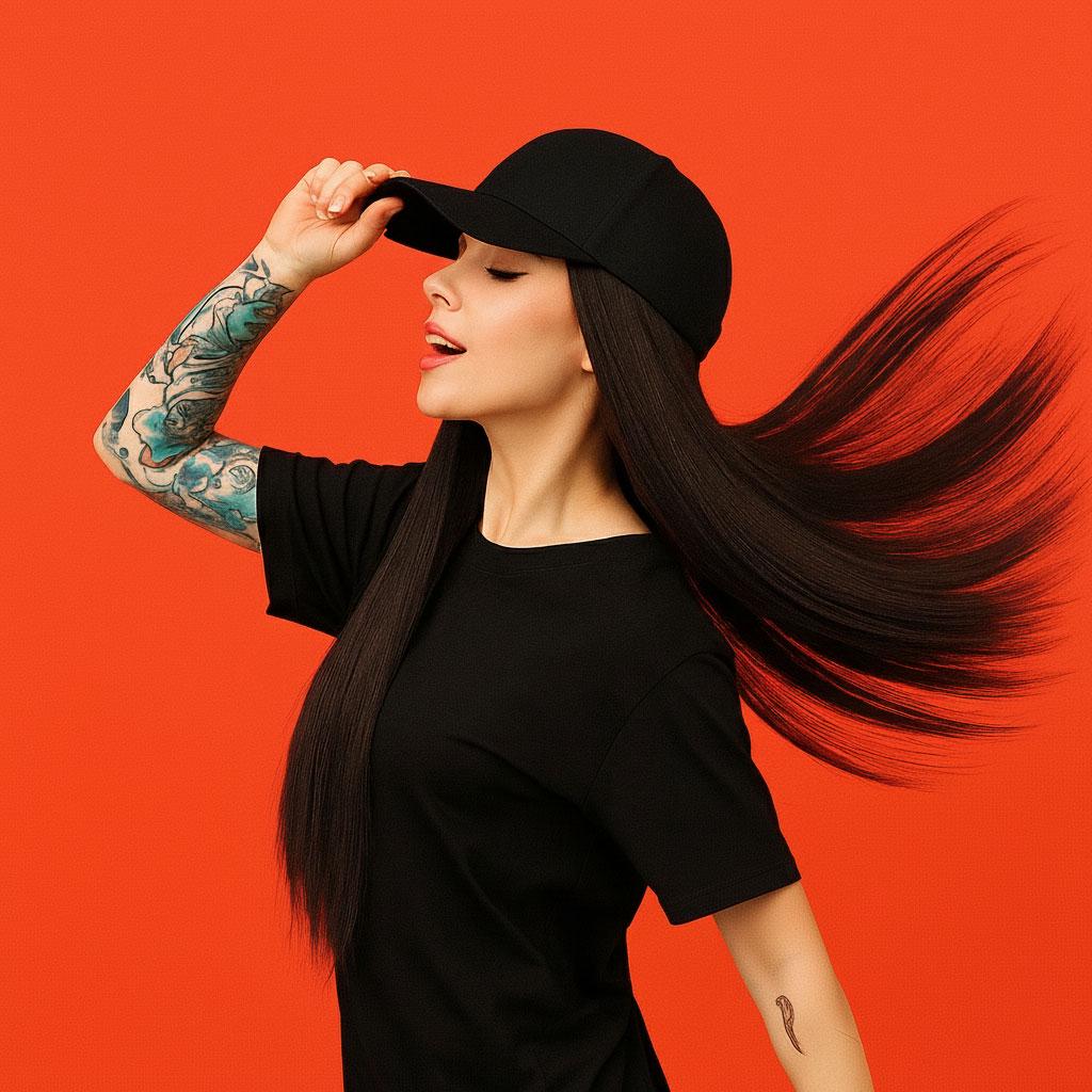 Перука кепка з волоссям 50 см Брюнетка (K1060-1)