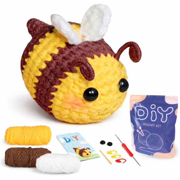 Набір для в'язання гачком для початківців Мила бджілка пряжа/гачки/відео-інструкції 7 см (32514676)