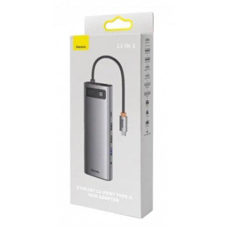 USB-хаб Baseus Metal Gleam 12in1 2USB3.1+2USB3.0+HDMI+Type-C3.1+PD+TF+SD+DP+3.5mm+RJ45 Grey (WKWG020213) - фото 4