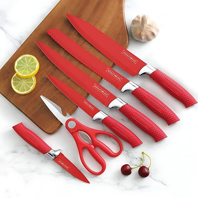 Набір кухонних ножів Royalty Line RL-NC07R 7 предметів з обертовою підставкою нержавіюча сталь - фото 4