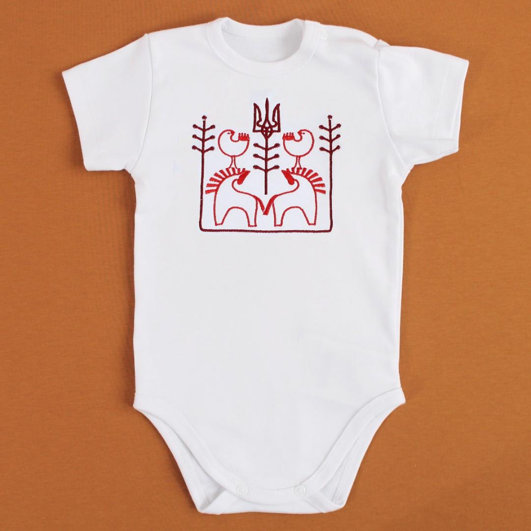 Боди с этнической вышивкой Воля 80 см 12 мес Белый (2679651382)