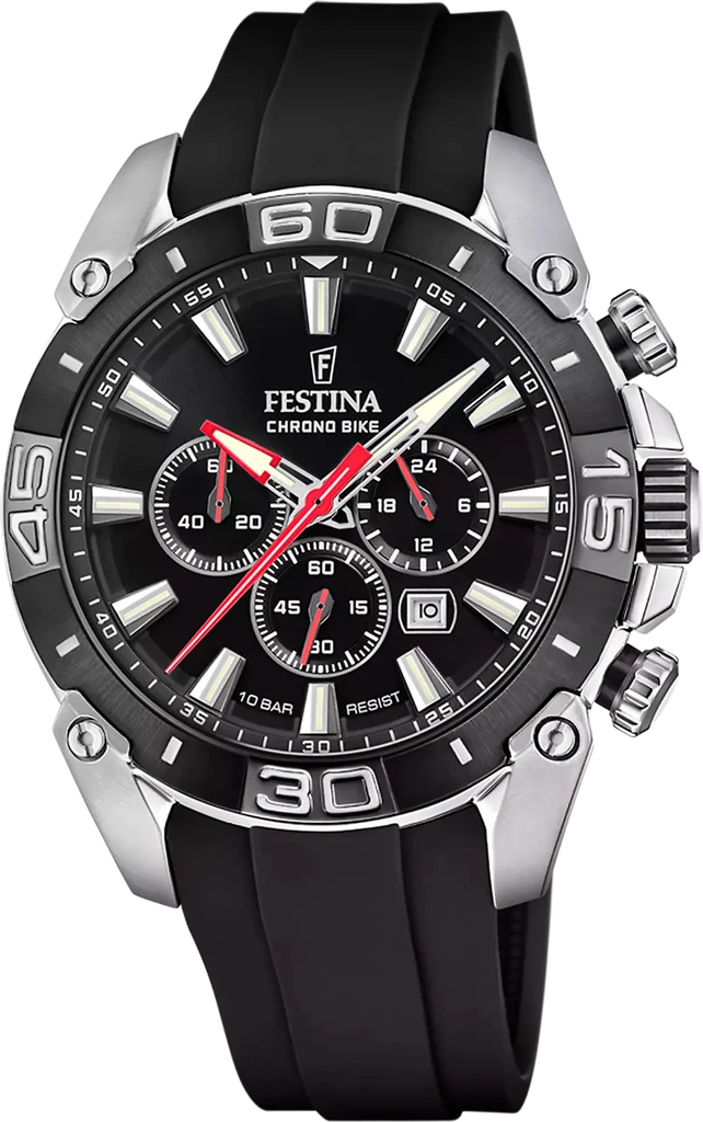 Наручные часы мужские Festina F20544/1 Chrono Bike со стальным корпусом WR 100 м и черным циферблатом