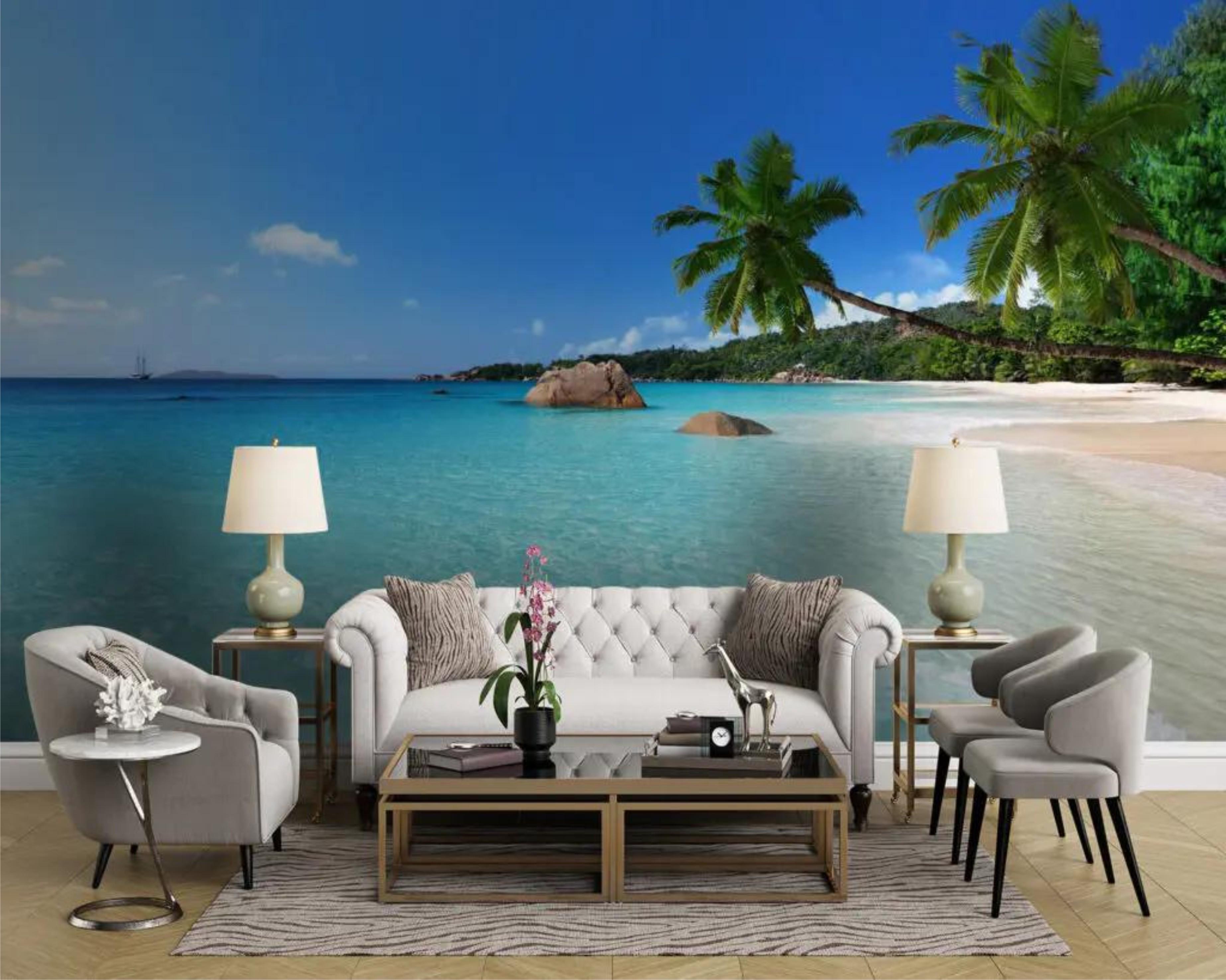 Фотообои Пляж с пальмами Разноцветный (000404)