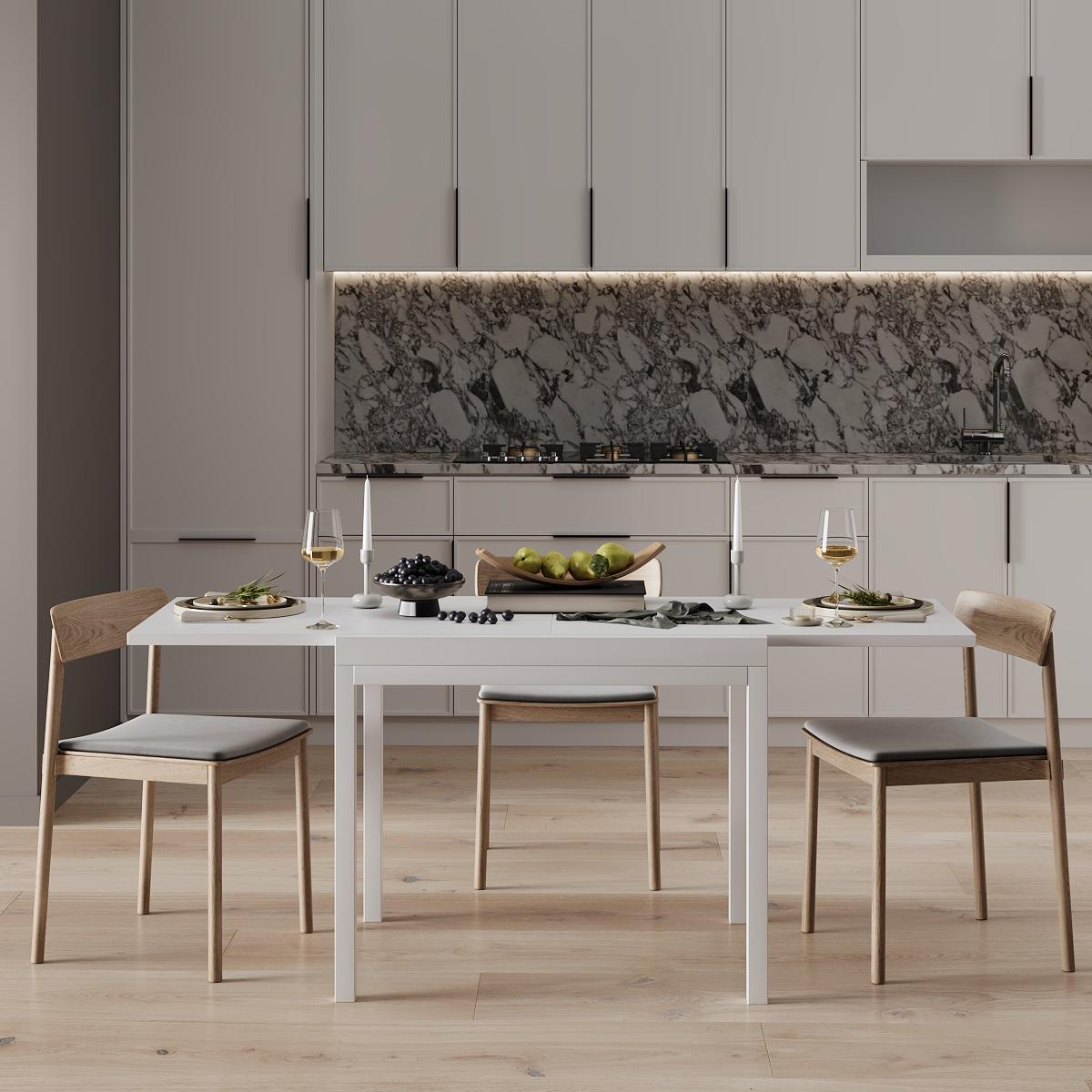 Обеденный стол-трансформер Armstrong 690x750x890 мм Белый бриллиант/Белый (GATB08010000110) - фото 3 Обеденный стол-трансформер Armstrong 690x750x890 мм Белый бриллиант/Белый (GATB08010000110) - фото 3