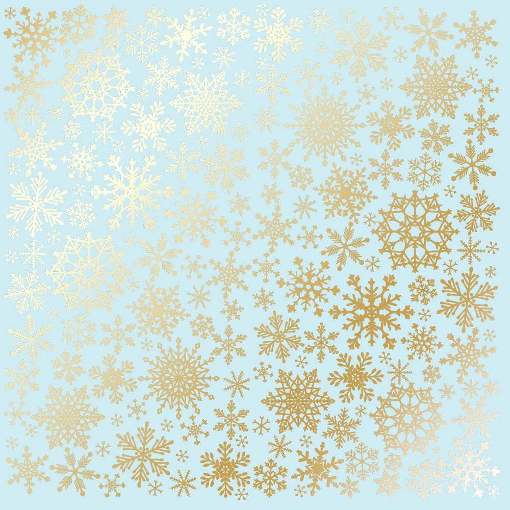 Лист бумаги односторонний Golden Snowflakes с фольгированием 30,5х30,5 см Blue