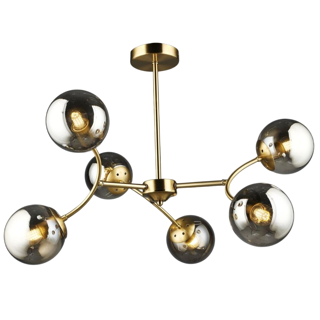 Люстра Valeso на шість сферичних плафонів під лампи Е27 Чорний/Мідний (N6611/6)