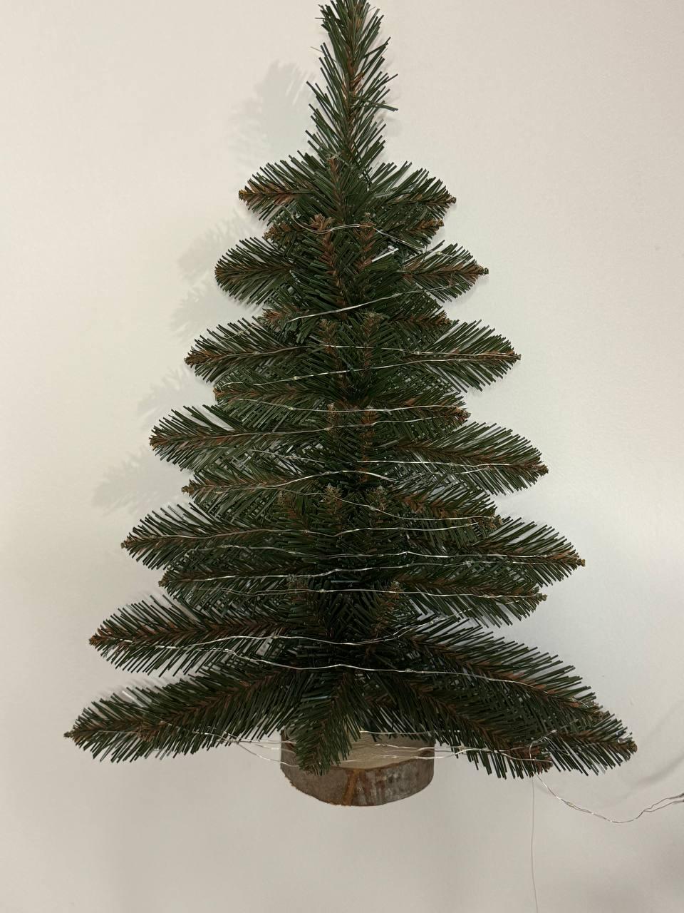 Искусственная елка венок ПВХ и гирлянда в подарок 50 см Зеленый (YaP2)