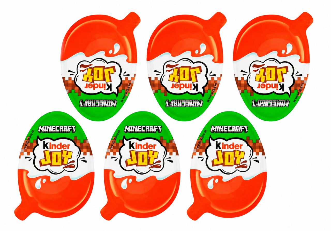 Набор шоколадных яиц Kinder Joy Майнкрафт Minecraft 6 шт. по 20 г (3037309104)