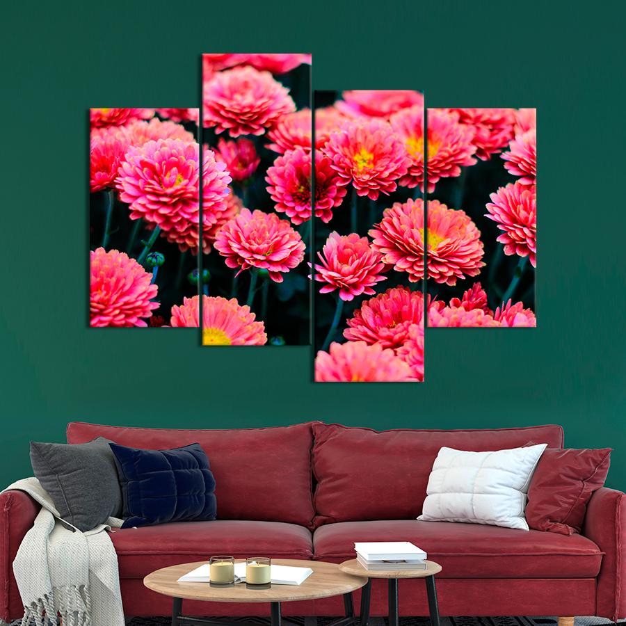 Картина цветы и растения Яркие цветы хризантемы 89x56 см (A1002-4)