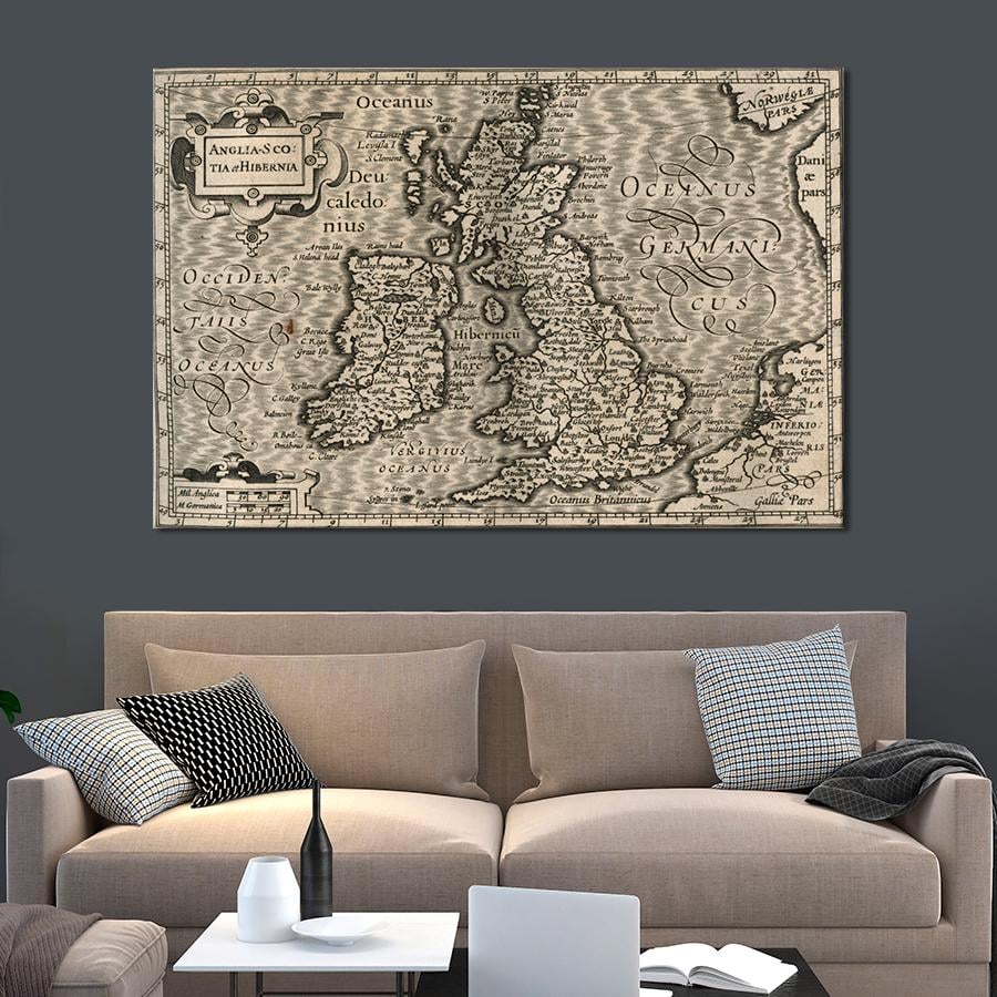 Картина карта Старая карта Англии Шотландии и Ирландии 120x80 см (A1338-1) Картина карта Старая карта Англии Шотландии и Ирландии 120x80 см (A1338-1)