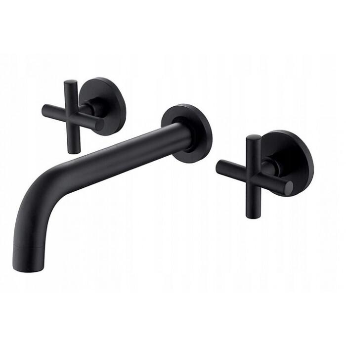 Смеситель для умывальника Wezer VAL10-10-Black настенный двухвентильный Черный (157861)