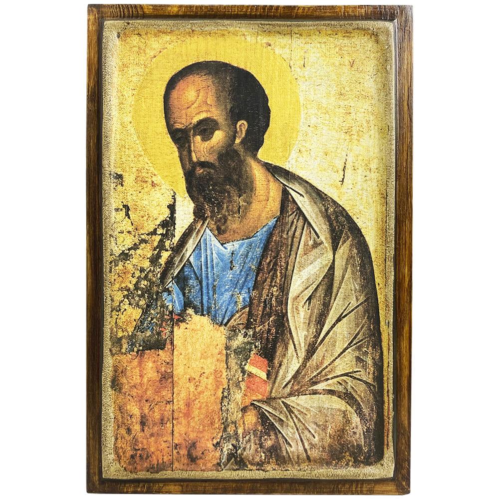 Икона Апостол Павел на дереве 30х20 см (102-0043с)