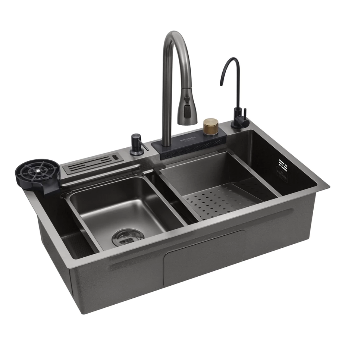 Мийка кухонна Kroner KRP Schwarze SET7545NB PVD 3,0/0,8 мм (CV033805) - фото 4 Мийка кухонна Kroner KRP Schwarze SET7545NB PVD 3,0/0,8 мм (CV033805) - фото 4