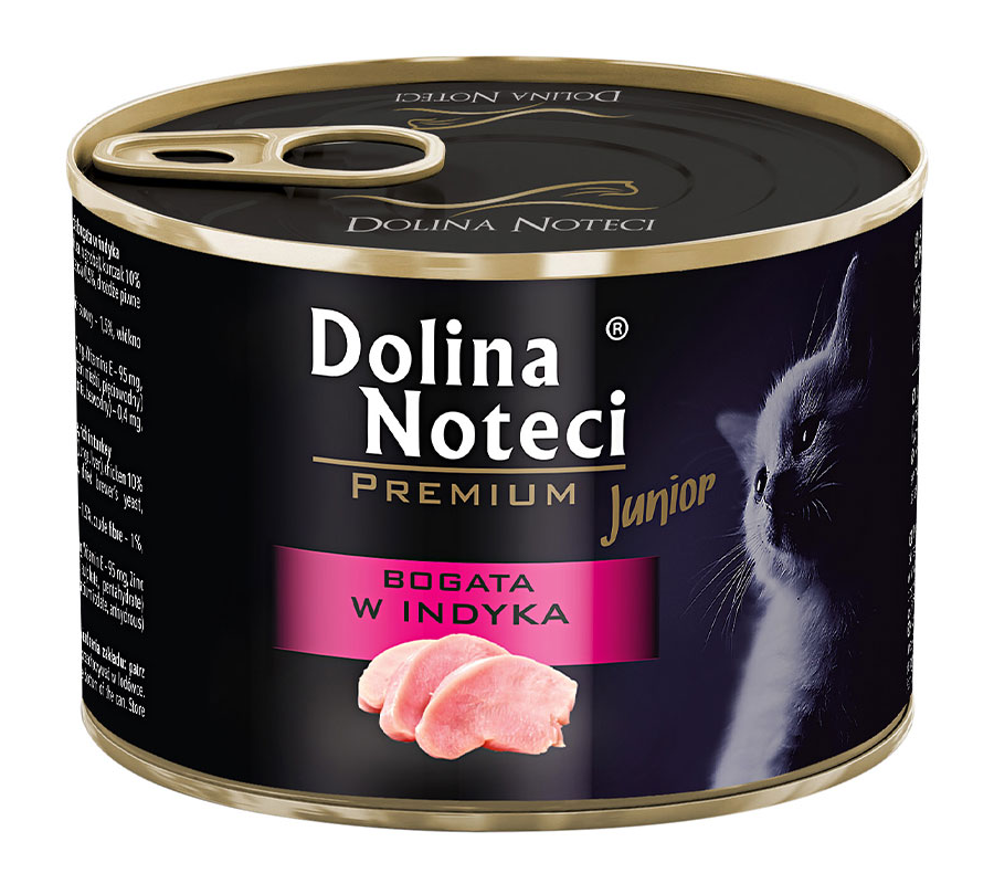 Корм консервований Dolina Noteci Premium для кошенят м'ясні шматочки в соусі з індичкою 185 г (23711209)