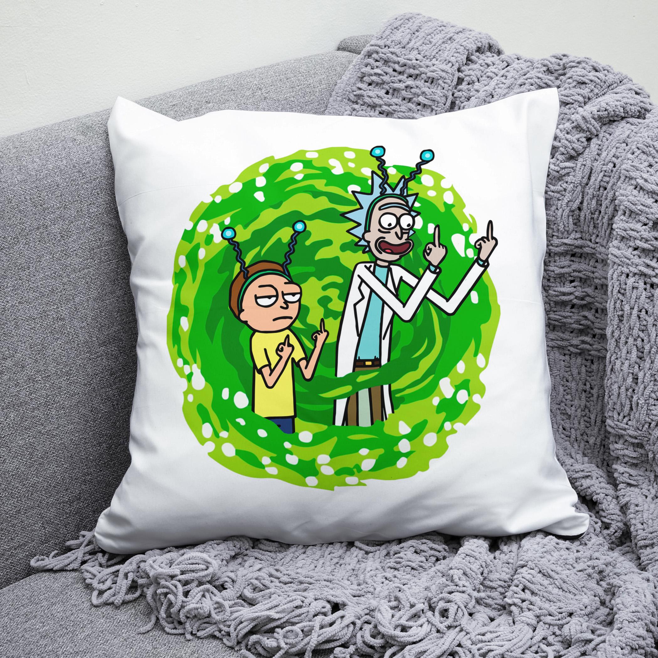 Плюшевая подушка квадрат с принтом Rick and Morty